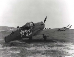 Historic photo of a plane on Bellows Field taken in December 7, 1941