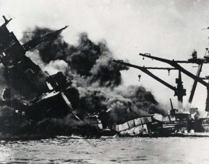 Historic photo of Pearl Harbor attack in 1941