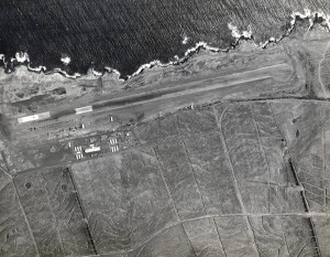 Aerial view of Upolo Point Field taken in 1945