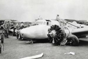 Photo of Earhart's plane crash during take off