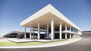 A computer 3D rendering of the new TSA checkpoint 