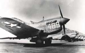 P-40N aircraft of the 333rd Fighter Squadron, 318th Fighter Group on flight line at Bellows Field, 1943.