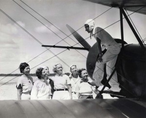 Pilot Andrews, Evelyn Hudson, assistant instructor; Winifred Hudson, Helen Smith, Virginia Thomas, Madeline Hayden, Emma Chung, Clora Curtis. 1935.