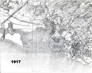 Map of Pearl Harbor, Honolulu Airport area 1917.    