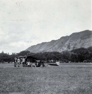Monoplane in Kapiolani Park, Honolulu, 1911.    