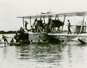 After flying 1,870 nautical miles, a world's seaplane distance record, the plane ran out of fuel and landed in the ocean 365 miles from Honolulu on September 1, 1925.