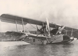 The PN-9 No. 1 taxis in San Pablo Bay near San Francisco on August 31, 1925 attempting to get airborne. John Rodgers was the crew commander and navigator. The plane was too heavy to make it on the first takeoff try.