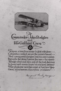 A poem was written about Commander John Rodgers and his Valiant Crew by Honolulu poet Margaret Kirby Morgan.