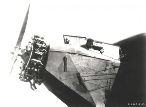 Lt. Lester J. Maitland in cockpit of Fokker tri-motor airplane. He had been stationed in Hawaii from 1918-1921. Hegenberger had served in Hawaii from 1923-1926. Both were familiar with the Hawaii terrain after flying between islands.  