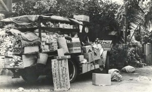 Native Hawaiian vegetable wagon, c1937-1941, Honolulu.   