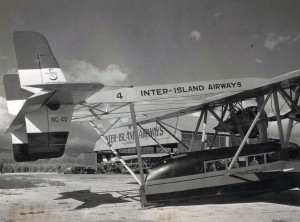 Inter-Island Airways, October 20, 1934. View of the after structure of one of the amphibian planes at John Rodgers Airport.  