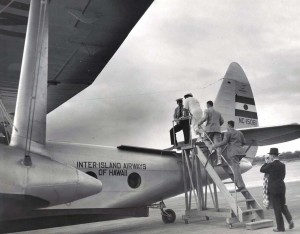 Inter-Island Airways. Passengers board plane at John Rodgers Airport.