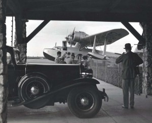 Inter-Island Airways. John Rodgers Airport with amphibian U.S. mail and passenger plane about to take off.