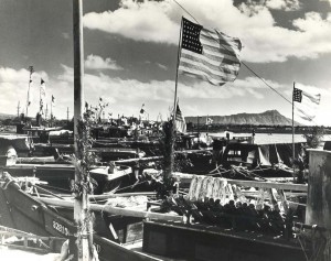 In the late 1930s, Kewalo Basin, Honolulu, was filled with sampan fishermen.  