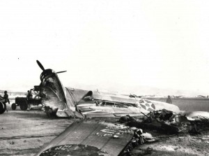 B-18 bomber was wrecked by Japanese at Hickam Field, December 7, 1941.