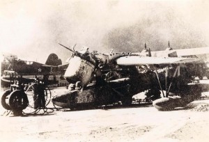 Wrecked aircraft, December 7, 1941, Pearl Harbor.   