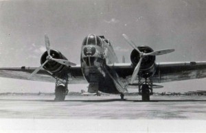 B-18 assigned to 31st Bomb Squadron at Hickam Field, 1941. Winged death's head insignia on nose is that of the 5th Bomb Group.