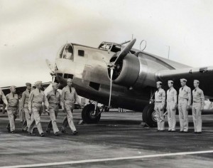 Army's powerful 2-engine bombers on the line for inspection at Hickam Field by Brig. Gen Walter Frank of the 18th Wing.   