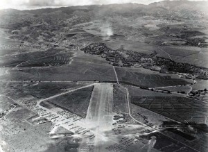 Kipapa Airport, Oahu, looking east. Portion of former Army field released for public flying. 1948. 