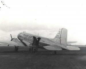 Trans Air Aviation plane at Honolulu Airport, 1950s.
