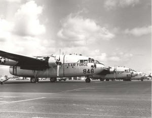 C-119 Flying Boxcars at Hickam Air Force Base, Hawaii, 1960s.  