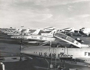 F-100s at Hickam Air Force Base, Hawaii, 1960s.  