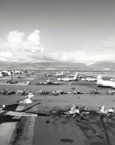 Hickam Air Force Base, Hawaii, flight line in 1960s during Vietnam War.  