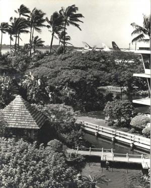 Cultural gardens at Honolulu International Airport, March 1964.