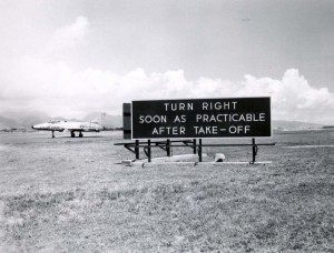 Runway signs at Honolulu International Airport, 1966.