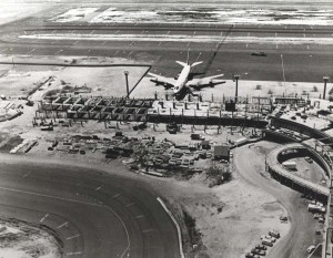 Construction of the Diamond Head Concourse, Honolulu International Airport, 1974.