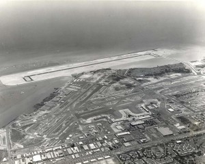 Reef Runway construction, Honolulu International Airport, 1976.