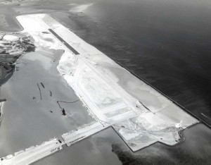 Reef Runway construction, Honolulu International Airport, 1976.