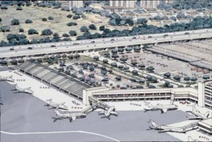 Architect's drawing of new Interisland Terminal Complex, Honolulu International Airport, 1987. 