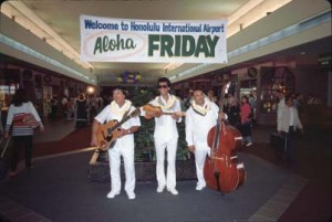 Aloha Friday entertainment, Honolulu International Airport, 1989.