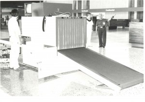 Baggage screening machine, Honolulu International Airport, 1980s.