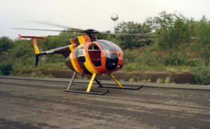Helicopter landing in Hawaii, 1980s.
