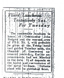 Flier's Luncheon Tentatively Set for Tuesday, 9-11-1925