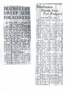 Destroyers Sweep Sea For Rodgers, 9-8-1925