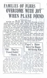Families of Fliers Overcome With Joy When Plane Found, 9-11-1925