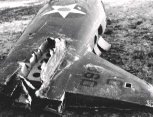 Fuselage of wrecked O-47B at Bellows Field following the December 7, 1941 attack. 