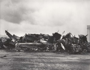 Wrecked planes at Wheeler Field, December 7, 1941.