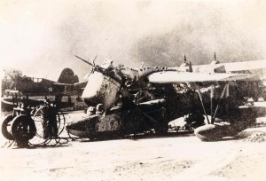 Wrecked aircraft, December 7, 1941, Pearl Harbor.